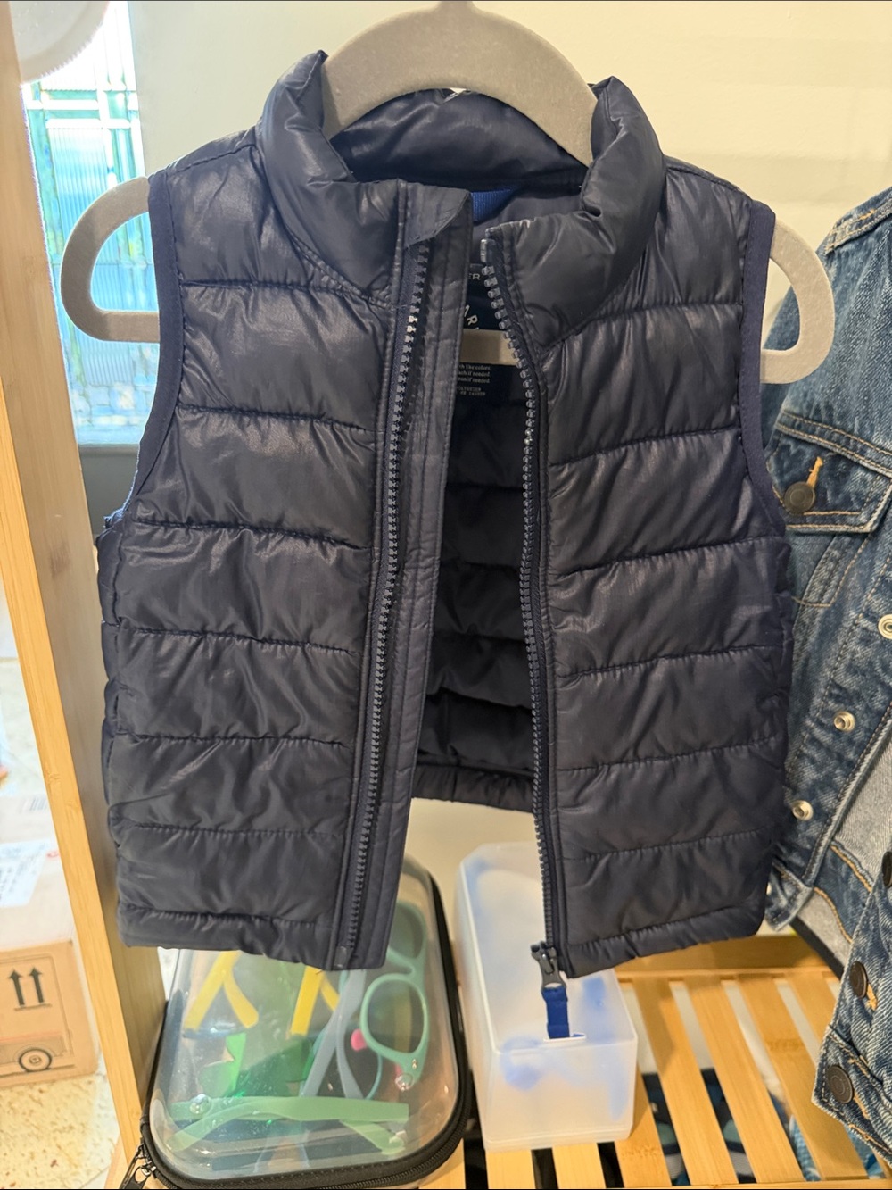 Primary Navy Blue Kids Navy Quilted Puffer Vest